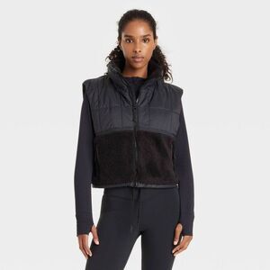 JoyLab - Women's High Pile and Quilted Vest - JoyLab Black  Black